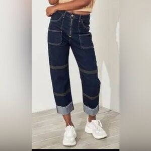 Hollister Jeans Womens 9R 29W 25L Blue High Rise Crop Boyfriend Vintage Stretch.